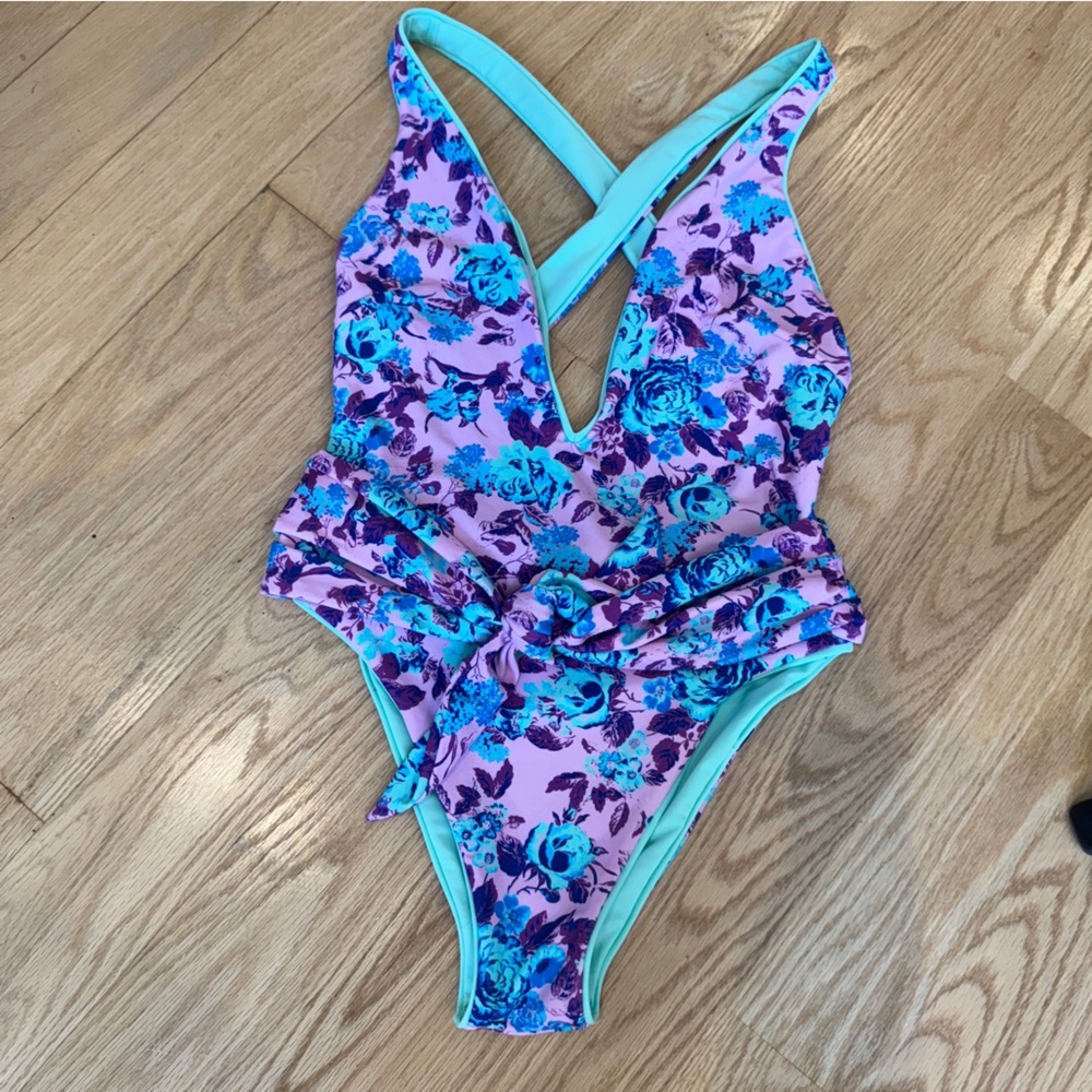For Love And Lemons Mint Floral Swimsuit